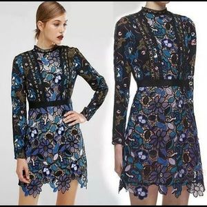 Floral Cutout Crochet Lace Party Mini Dress